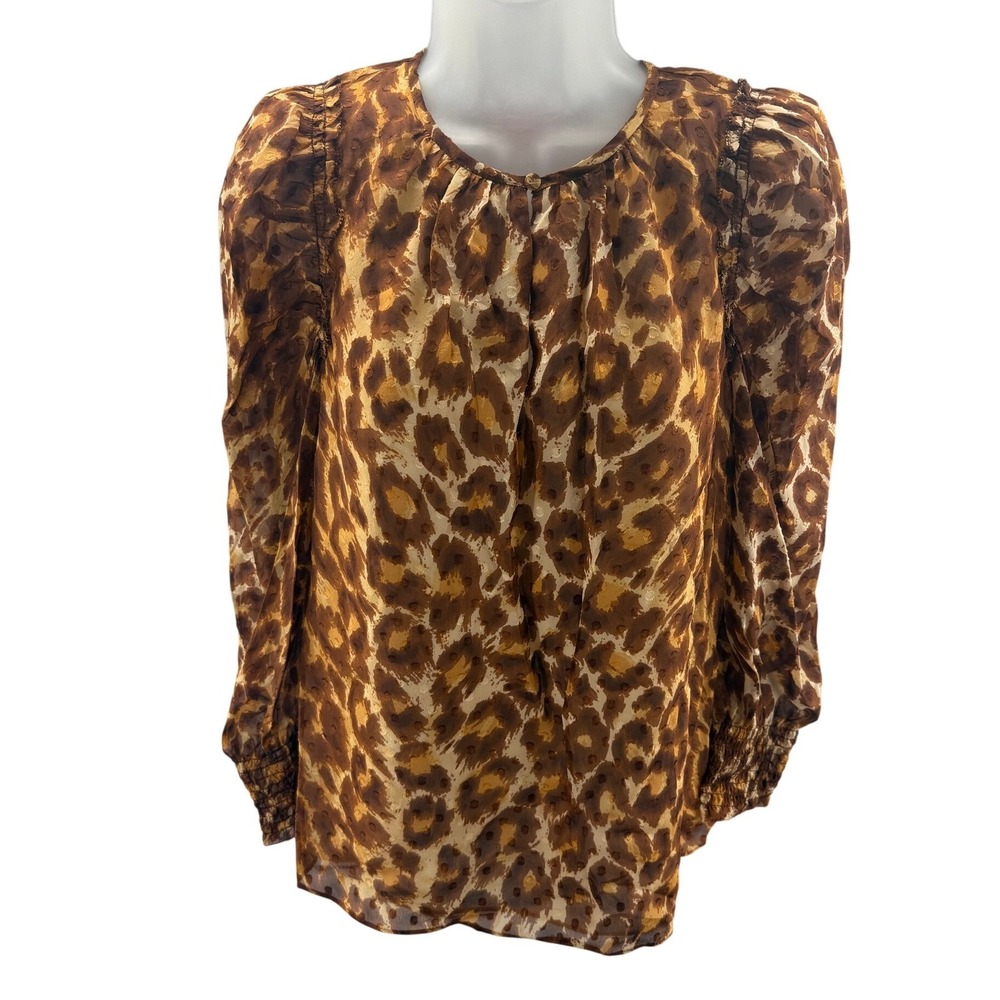 Kate Spade New York‎ 100% Silk Leopard Print Shirt Womens XSmall New